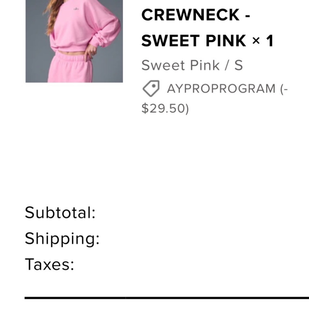 ALO Yoga Pink Women's Cropped Sweatshirt, rare sweet pink - Picture 4 of 9